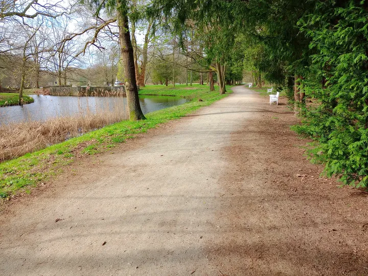 Broad avenue through the grounds at Palace Park, Żagań