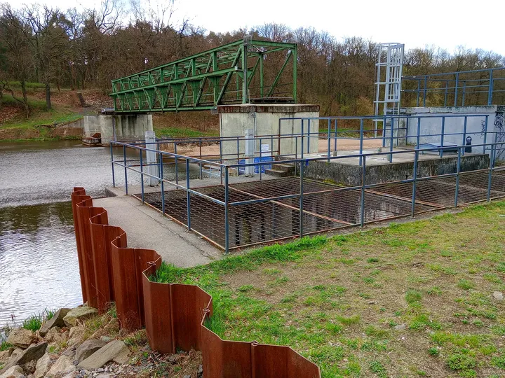 Water-control structure beside the channel at Palace Park, Żagań