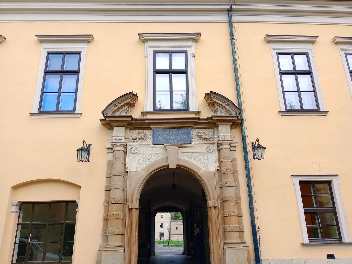 The decorated entrance and upper window at Papal Window, Kraków