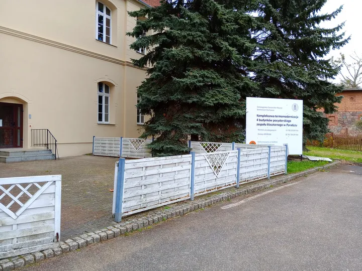 The fenced approach to the complex at Paradyż monastery and seminary