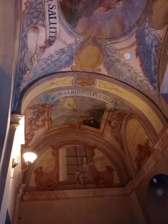 Painted vaulting above the nave at Piarist Church of the Transfiguration