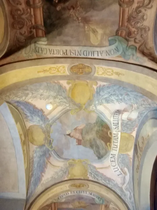 Painted figures on the vaulted ceiling at Piarist Church of the Transfiguration