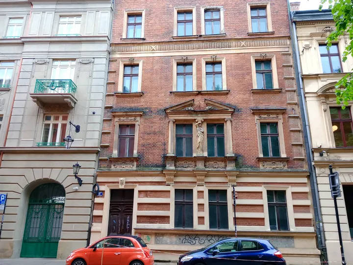 Tall frontages along Pijarska Street at Pijarska Street