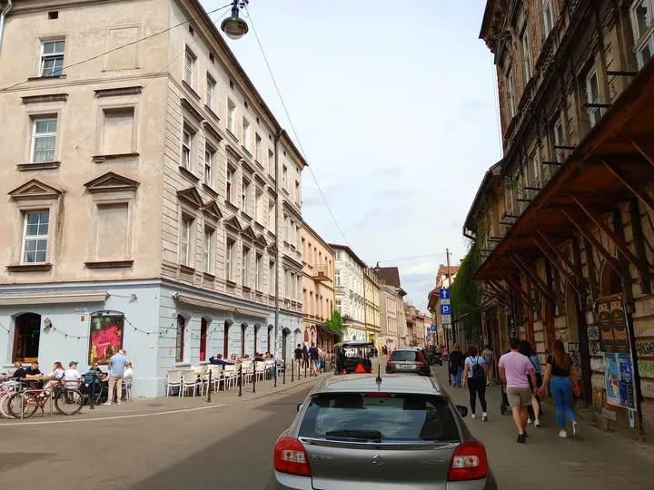 A corner beside the café frontages at Plac Nowy, Kazimierz