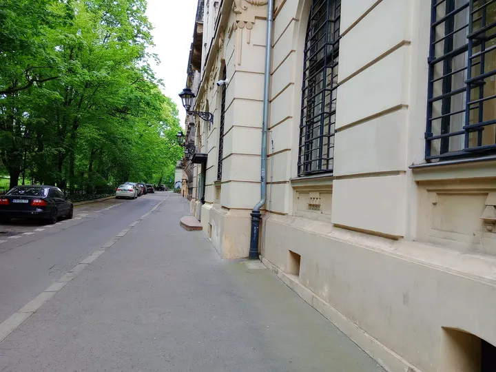 The street beside the historic frontage at Planty beside Pijarska Street
