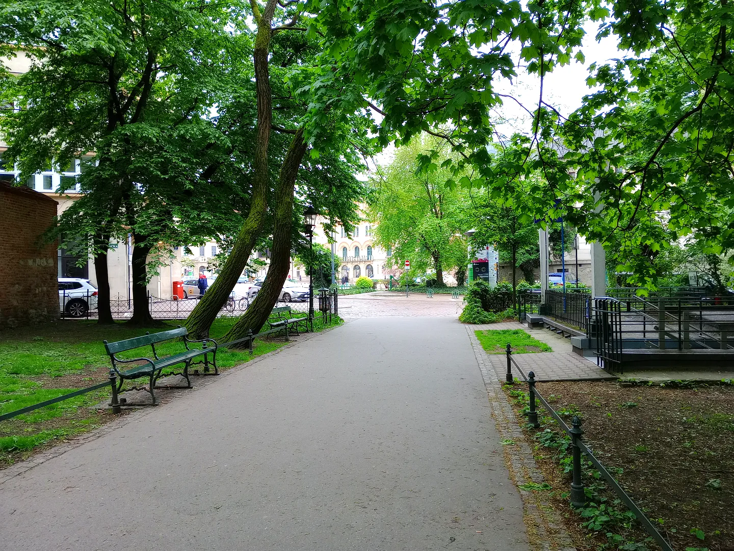 The straight avenue through the trees at Planty: Florianka Garden