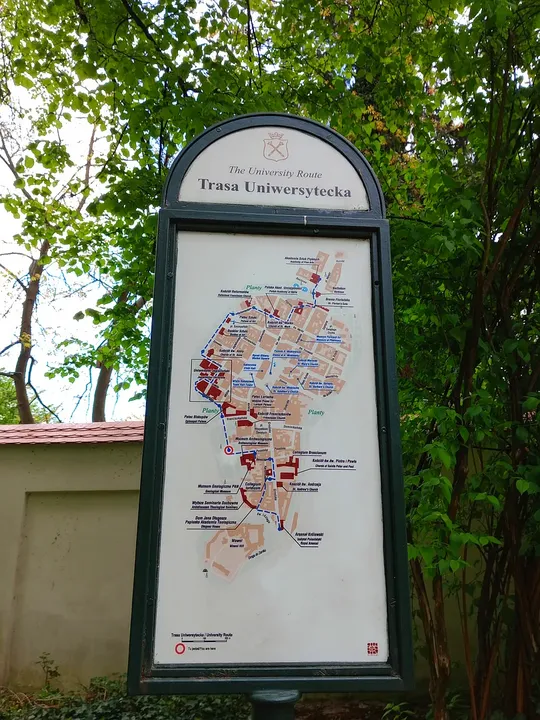 A park information board at Planty: Wawel Garden