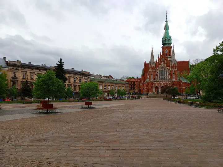 The square facing St Joseph’s Church at Podgórze Market Square