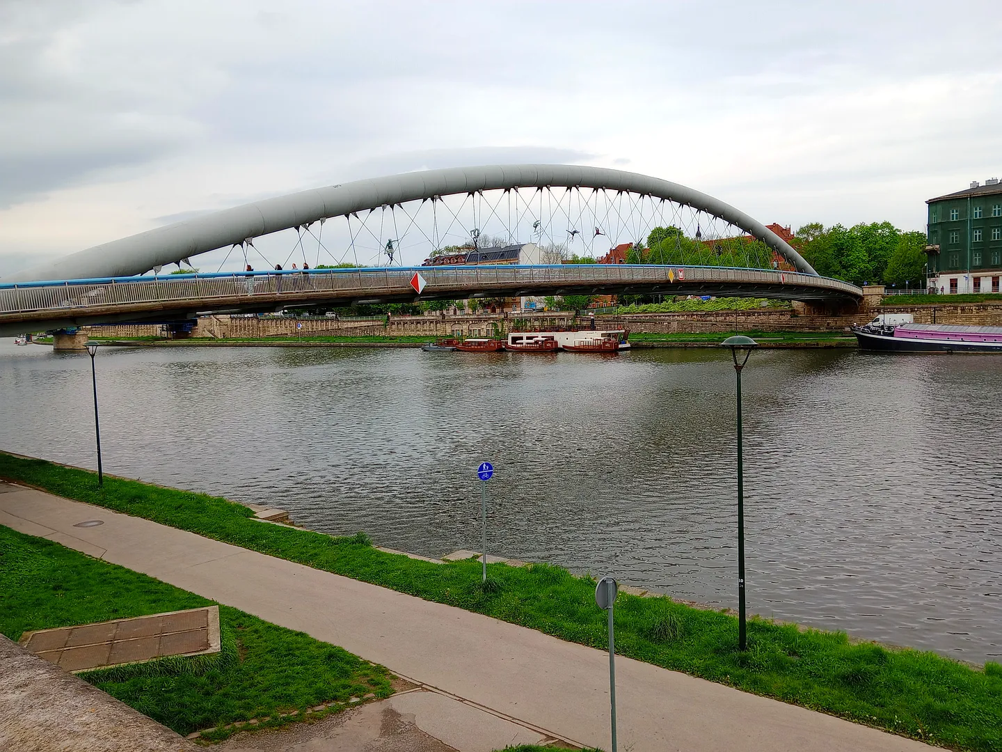 Father Bernatek footbridge across the Vistula at Podolski river boulevard