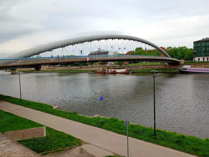 Father Bernatek footbridge across the Vistula at Podolski river boulevard
