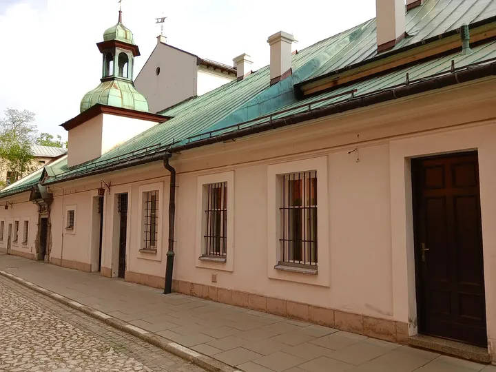Low frontage along the paved approach at Poor Clares’ convent, Kraków