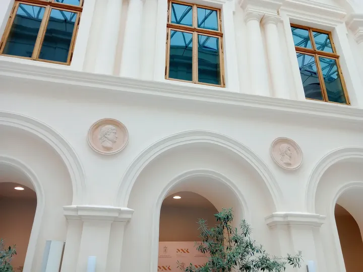 Upper windows beneath the glass roof at Princes Czartoryski Museum