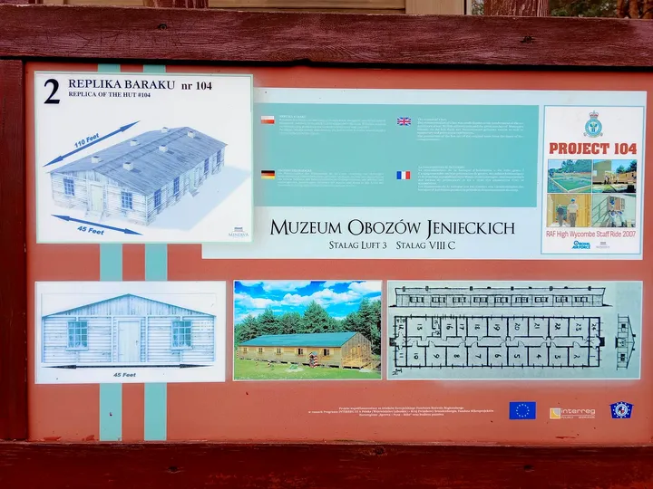 A museum and camp map board at Prisoner-of-War Camps Museum, Żagań