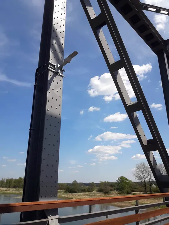 Steel member of the railway bridge at Railway cycling route at Stany