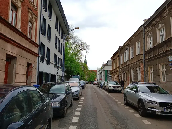 A view down the hillside street at Rękawka hillside