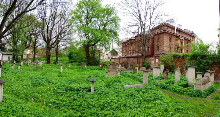Stone markers among the grass at Remuh Cemetery