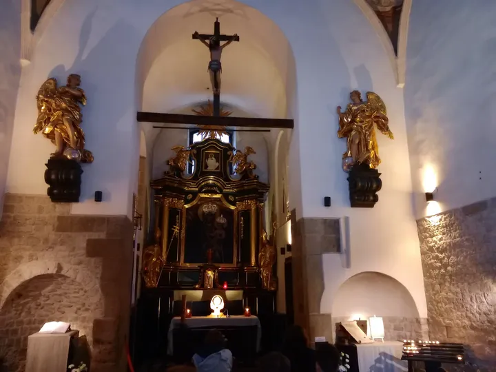 Decorated main altar at Saint Adalbert’s Church, Kraków