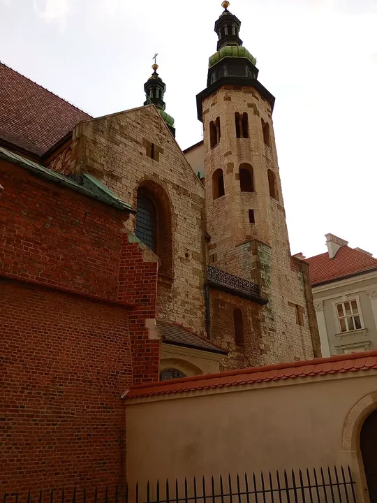 Twin towers above the red roof at Saint Andrew’s Church, Kraków