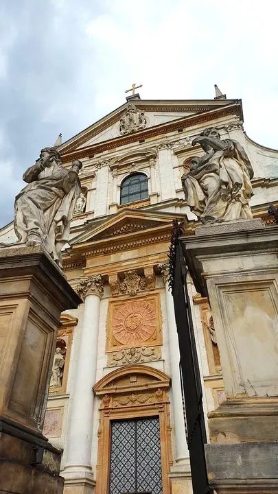 Neighbouring church frontage on Grodzka Street at Saint Andrew’s Church, Kraków