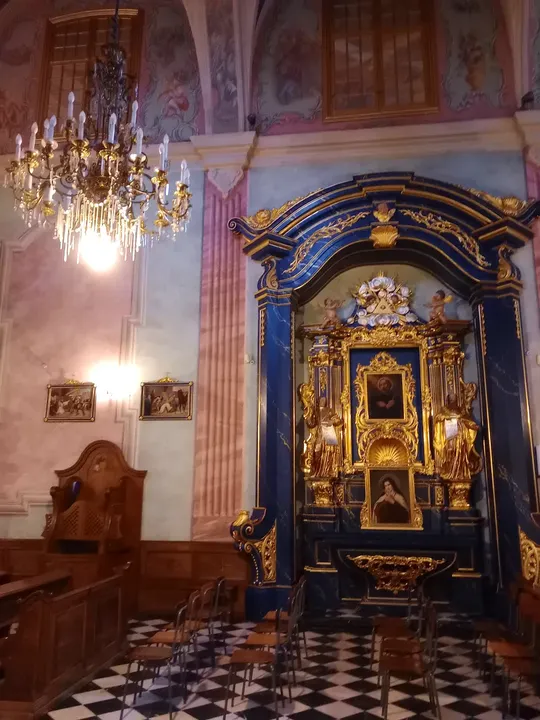 A side altar beneath the painted vault at Saint Barbara’s Church, Kraków