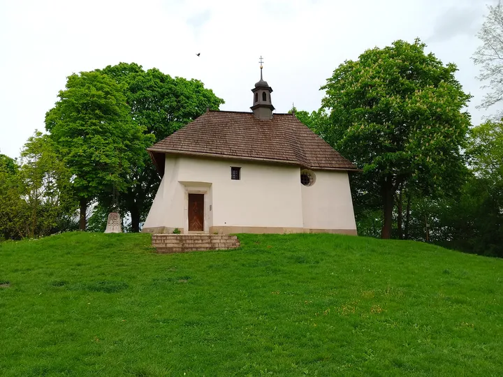 The church among the spring trees at Saint Benedict’s Church, Kraków