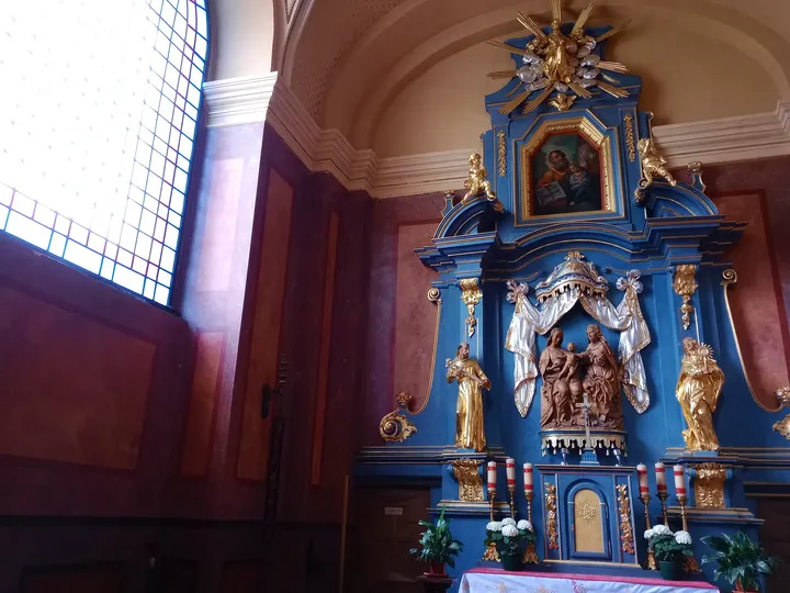 Blue side altar beside the window at Saint Bernardine of Siena Church