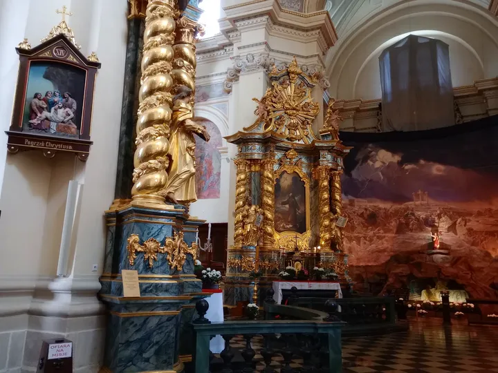 Close view of gilded carving at Saint Bernardine of Siena Church