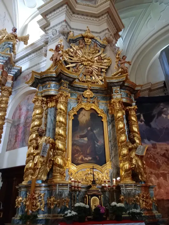Blue and gilded side altar at Saint Bernardine of Siena Church