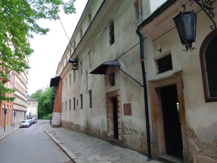 Long pale frontage beside the lane at Saint Casimir’s Church, Kraków