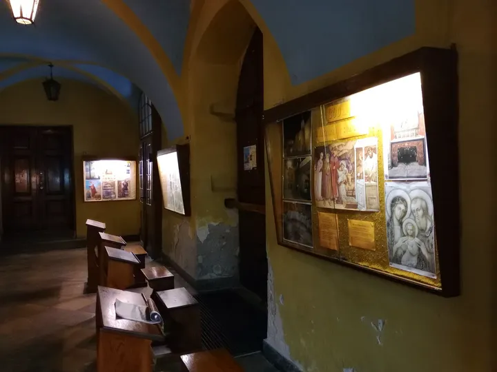 Pictures displayed beside the corridor at Saint Casimir’s Church, Kraków