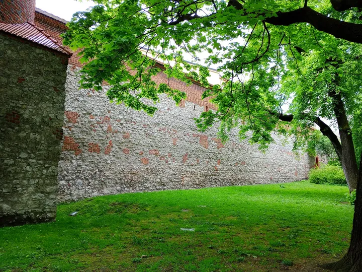 Grassy edge beside the defensive wall at Saint Florian’s Gate