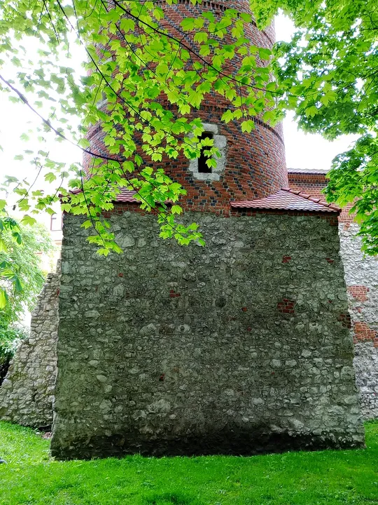 Surviving city wall among the trees at Saint Florian’s Gate