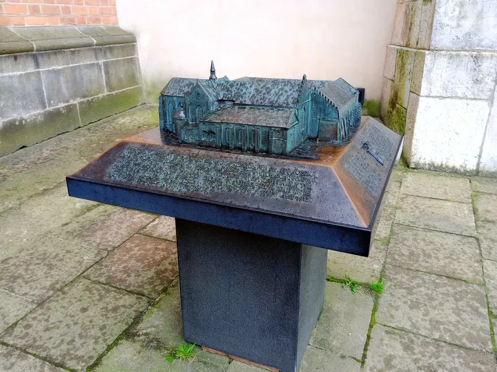 A tactile model beside the church at Saint Francis of Assisi Basilica, Kraków