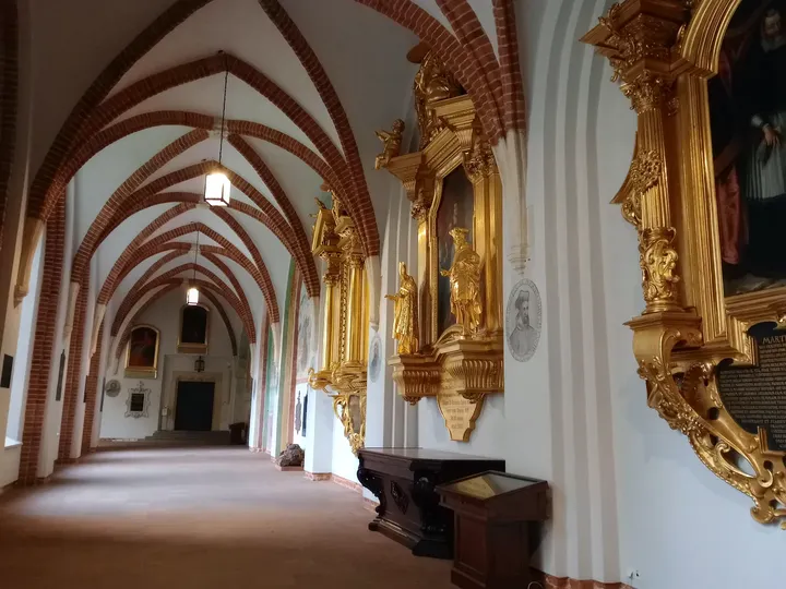 Vaulting along an interior passage at Saint Francis of Assisi Basilica, Kraków