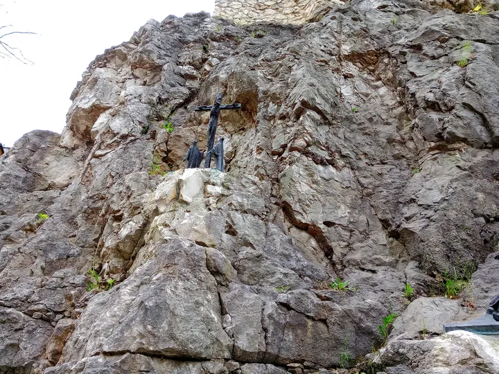 Exposed rock beside the building at Saint Joseph’s Church, Podgórze