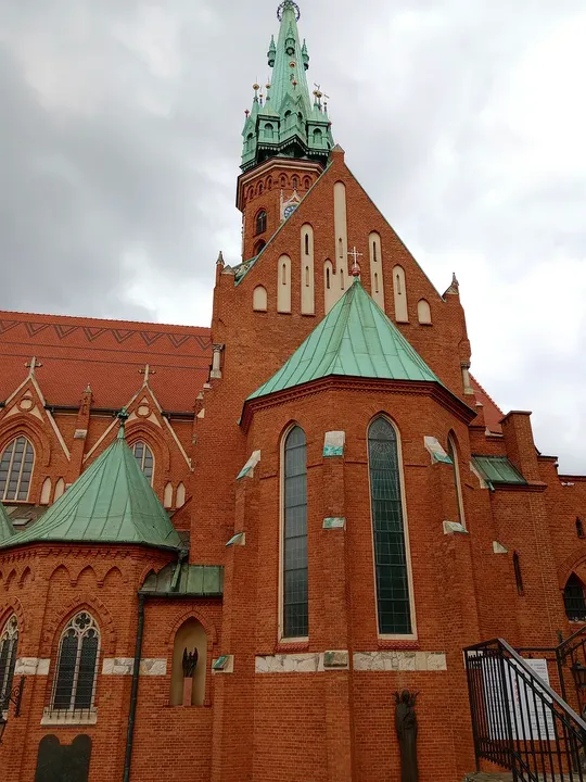 The church’s side roofline and spire at Saint Joseph’s Church, Podgórze