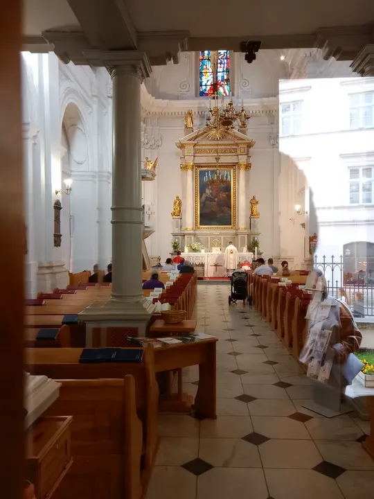The central aisle towards the altar at Saint Martin’s Church, Kraków