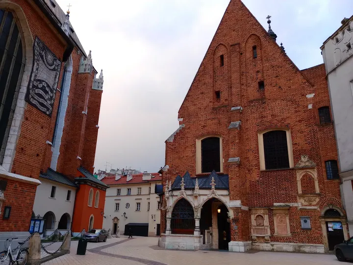 St Barbara’s brick façade at Saint Mary’s Square