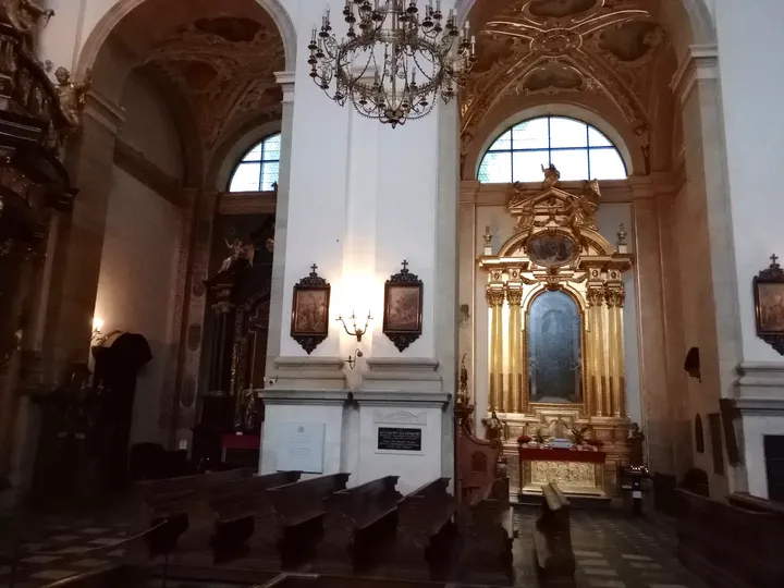 An interior doorway and painting at Saints Peter and Paul Church, Kraków