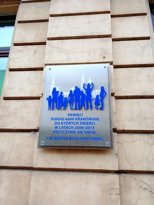 Blue commemorative plaque at Sławkowska Street