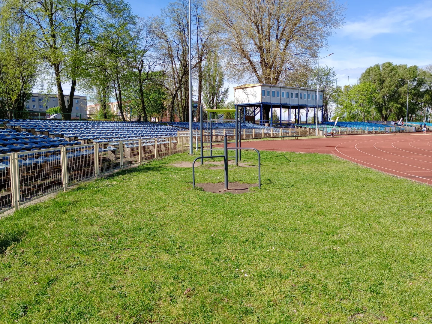 Wide view towards the stadium ground at Sulechowska stadium outdoor exercise ground
