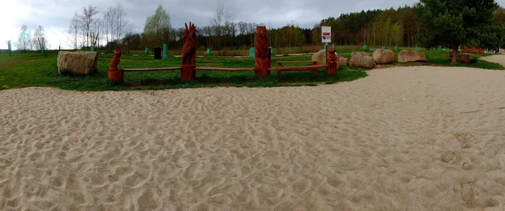 Open view across the beach at Świdnica reservoir