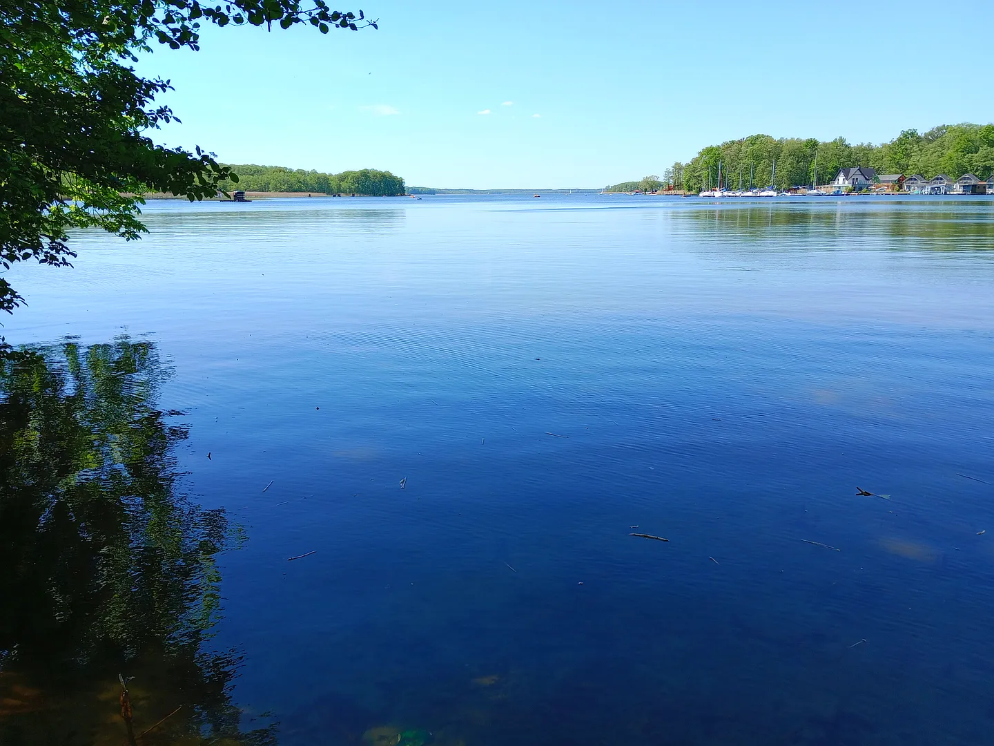 Broad lake view from the shore at Town Park, Sława
