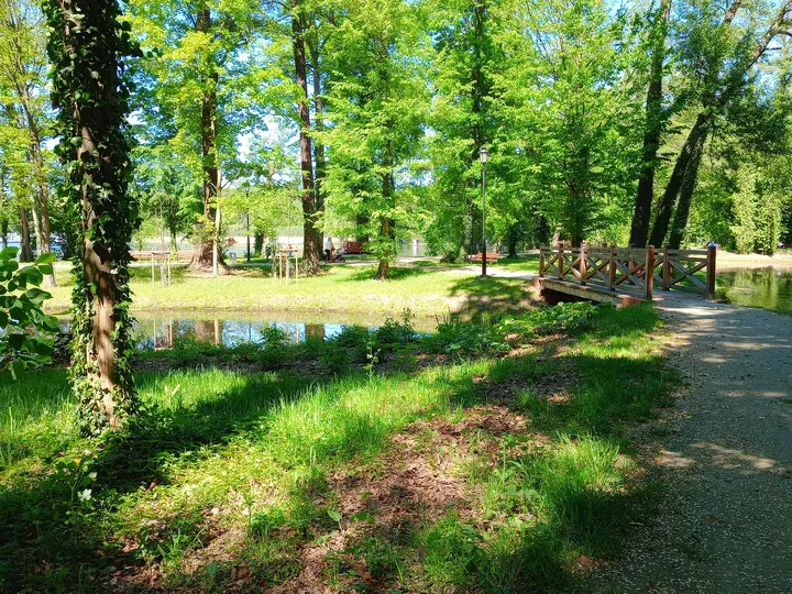 Open lawn towards the palace at Town Park, Sława