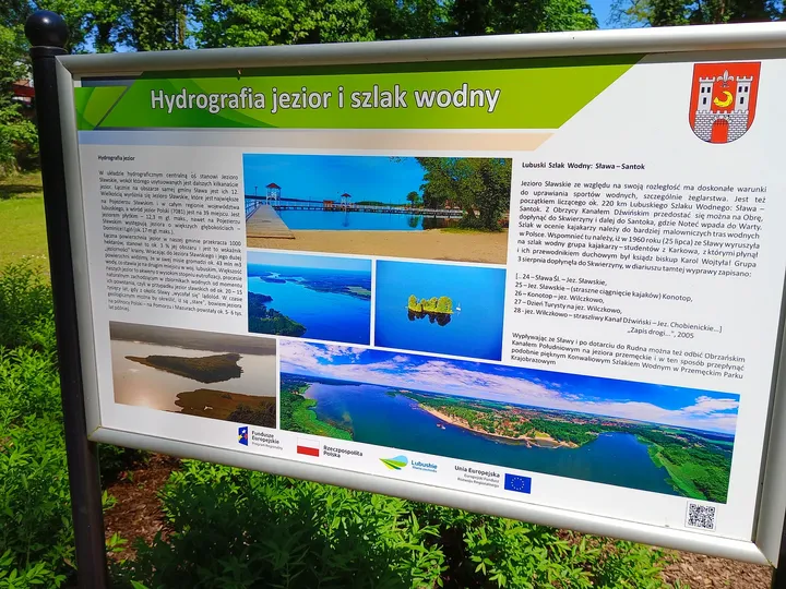 Lake information board at Town Park, Sława