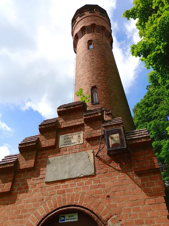 The crenellated base beneath the tower at Wilkanowo observation tower