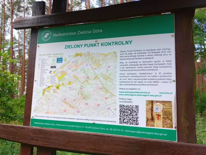 A local walking-route board at Wilkanowo observation tower