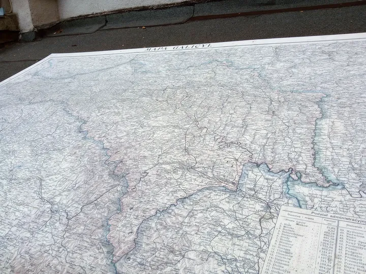 Detail from a map display at Wolf Popper Synagogue and Austeria