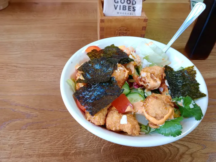 Bowl served on the timber table at Woosabi